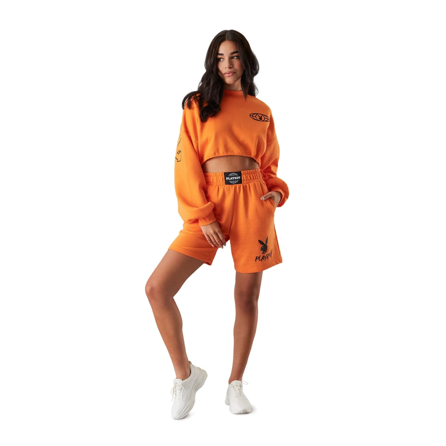 Women's Orange Sweat Shorts 2 Women's Orange Sweat Shorts - Image 2