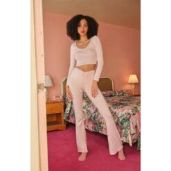 Women's Pointelle Logo Flare Pants -Online Clothing Store 0850468680027NEW 03 901 a6f0ea31 2c1d 48b4 b610 b86111301d12