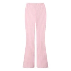 Women's Pointelle Logo Flare Pants -Online Clothing Store 536776 6857980346465 BOUQUET POINTELLE FLARE PINK SHIRT BLACK SHIRT BLACK2