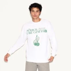 Lake Geneva Tennis Club Crewneck Sweatshirt -Online Clothing Store PBD M13 GNVA WHT MD 6619408924769 LAKE GENEVA TENNIS CLUB CREWNECK SWEATSHIRT WHITE 7192