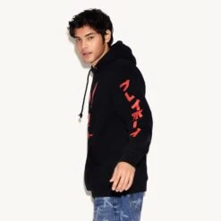 Japanese Rabbit Head Hoodie - Black/Red -Online Clothing Store PBD M14 JRHD BLK RED MD 6715279835233 JAPANESE RABBIT HEAD HOODIE BLACK RED 7291