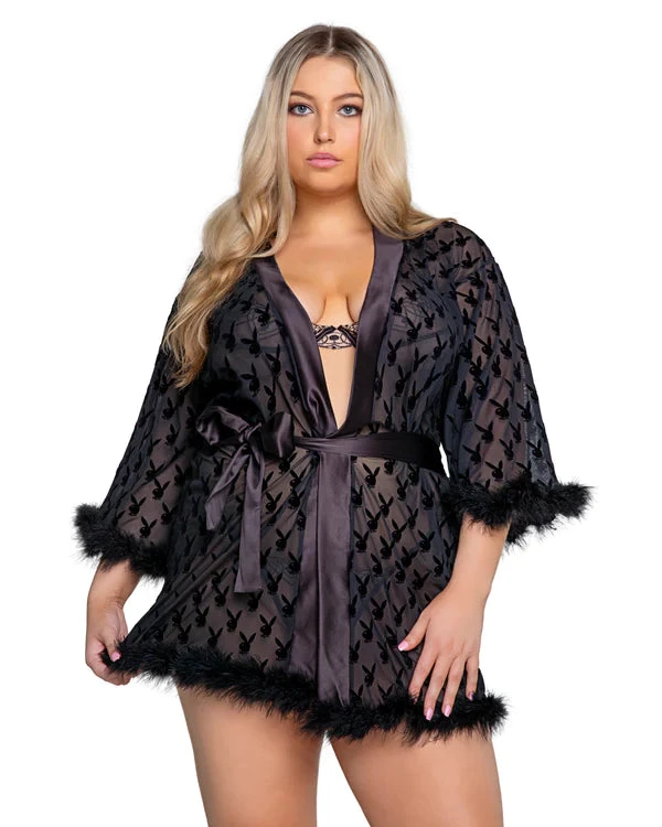 PLAYBOY BUNNY NOIR ROBE 2 PLAYBOY BUNNY NOIR ROBE - Image 2