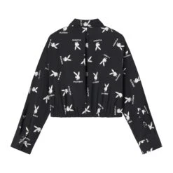 Women's Cropped Button Down Shirt -Online Clothing Store PB WOMENS CROPPED BUTTON DOWN SHIRT BLACK 002