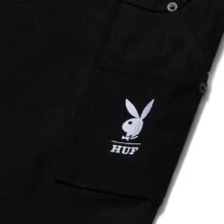 Playboy X HUF VVS Rabbit Head Pant -Online Clothing Store PLAYBOY VVS DOUBLE KNEE PANT BLACK PT00249 BLACK 05