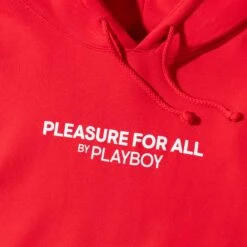 Pleasure For All Hoodie -Online Clothing Store Playboy Logo Hood Sweatshirt Red 3