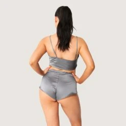 Women's Lounge Satin Cami & Short Set - Grey -Online Clothing Store Playboy MG Lounge Satin Cami Short Set Slate Grey 2347