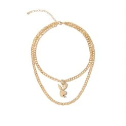 Pave Rabbit Head Layered Necklace -Online Clothing Store Playboy Multi Chain Rabbit Head Necklace 02