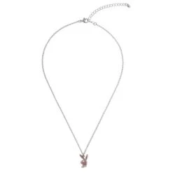 Rabbit Head Pave Necklace -Online Clothing Store Playboy Rabbit Head Pave Necklace Pink 01