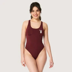 Women's Bunny Head Bodysuit -Online Clothing Store Playboy Womens Bodysuit Burgundy 2036