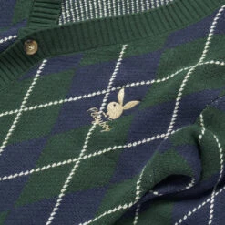 Men's Vintage Argyle Cardigan -Online Clothing Store Playboy ClassicCardigan Green 03