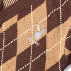 Men's Vintage Argyle Cardigan -Online Clothing Store Playboy ClassicCardigan Tan 03