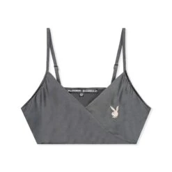 Women's Lounge Satin Cami & Short Set - Grey -Online Clothing Store Playboy MG Lounge Satin Cami Short Set Grey 01