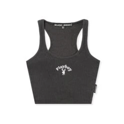 Classic Cropped Racer Tank -Online Clothing Store Playboy Racer Crop Top Black 01 db563a8d 5365 4faa 993e d41443be0931