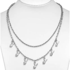 Bunny Stacked Chain Bunny Necklace -Online Clothing Store bunny stacked chain necklace 2