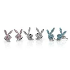 Playboy Bunny Stud Earrings, Multi-colored 3 Pack