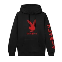 Japanese Rabbit Head Hoodie - Black/Red