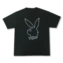 Playboy Rabbit Head Beads Black Tee