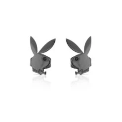 Rabbit Head Stud Earrings-Black